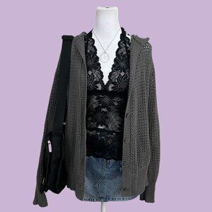gray netted T by Alexander Wang hooded cardigan whimsygoth grunge cyber alt